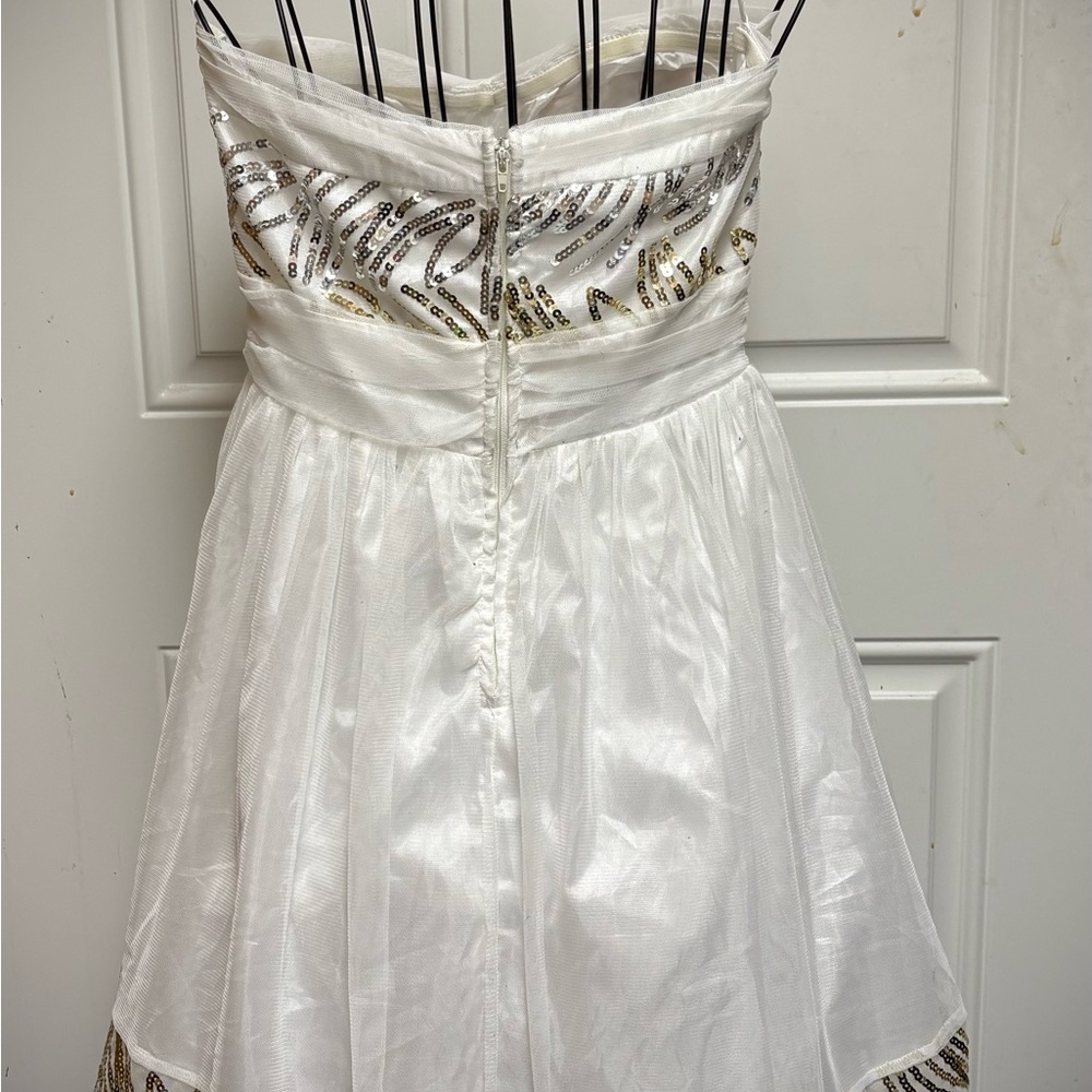 As U Wish Silver and White Strapless Fit and Flare Dress - Picture 2 of 3
